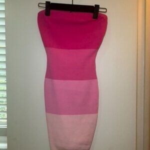 Superdown Perla Ombre Mini Dress Strapless Pink Dress - Never Worn